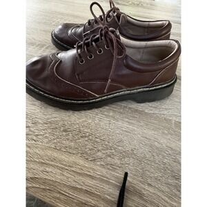 XMM Brand Women's Size 8 Oxford Brown Leather Round Toe Wing Tip Shoes EUC SB16